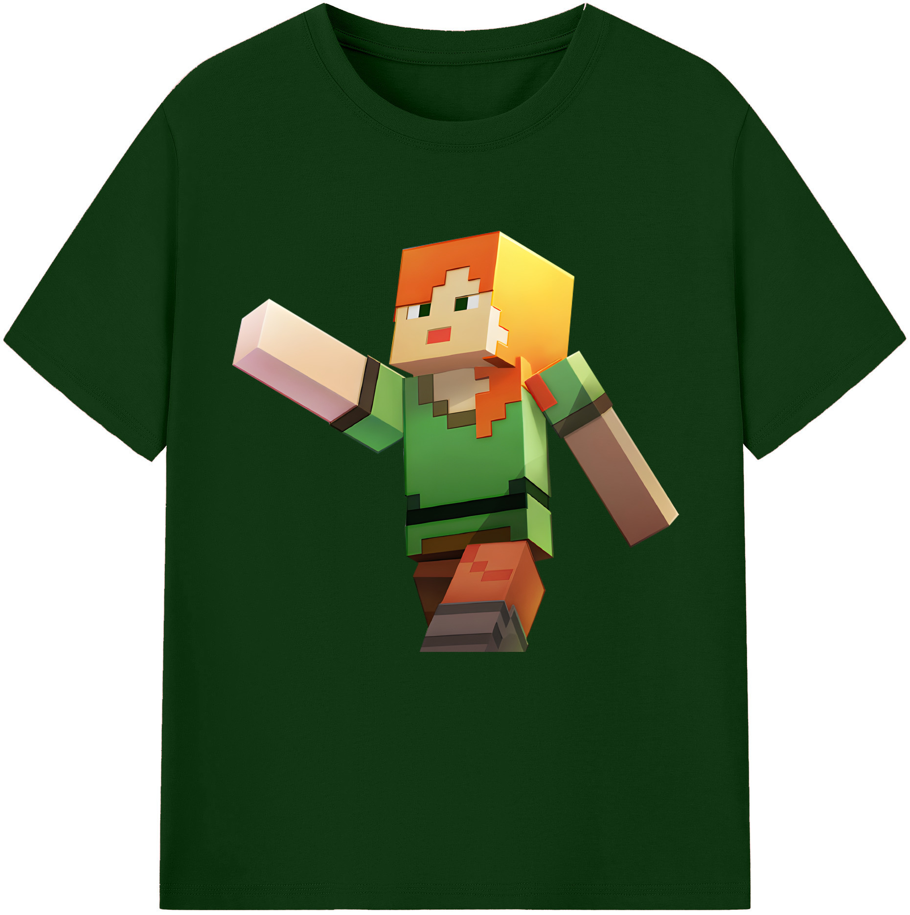 （画像用） マインクラフト ブロックの世界 Minecraft MC Block world 綿100％半袖Tシャツ（フロントプリント）
